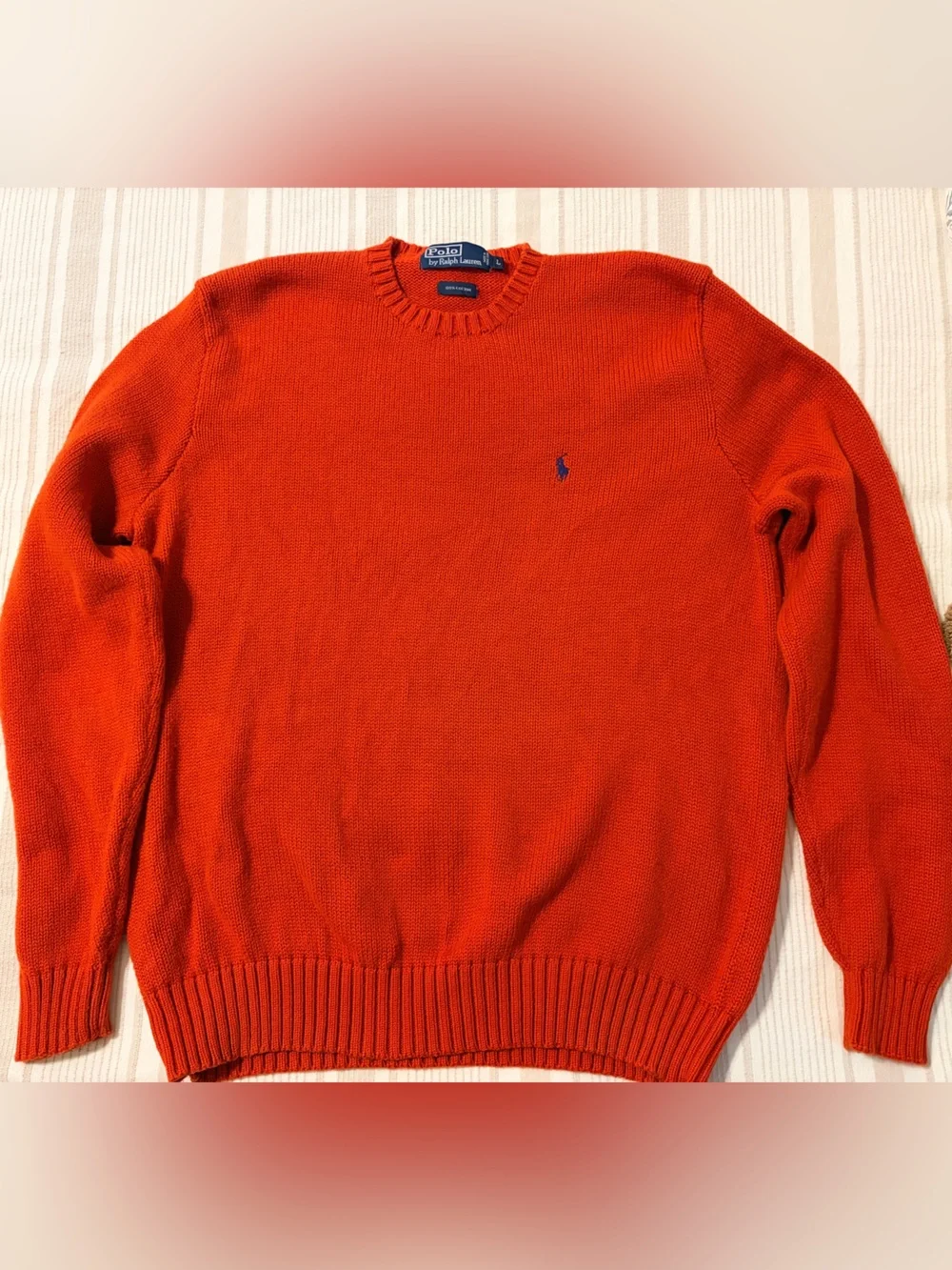 Polo Ralph Lauren Orange 100% Cotton Crewneck Sweater Size L
